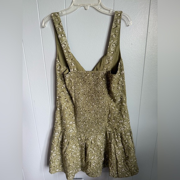 AMERICAN EAGLE GREEN AND WHITE PAISLEY DROP WAIST CORSET MINI DRESS- SMALL - Picture 5 of 5